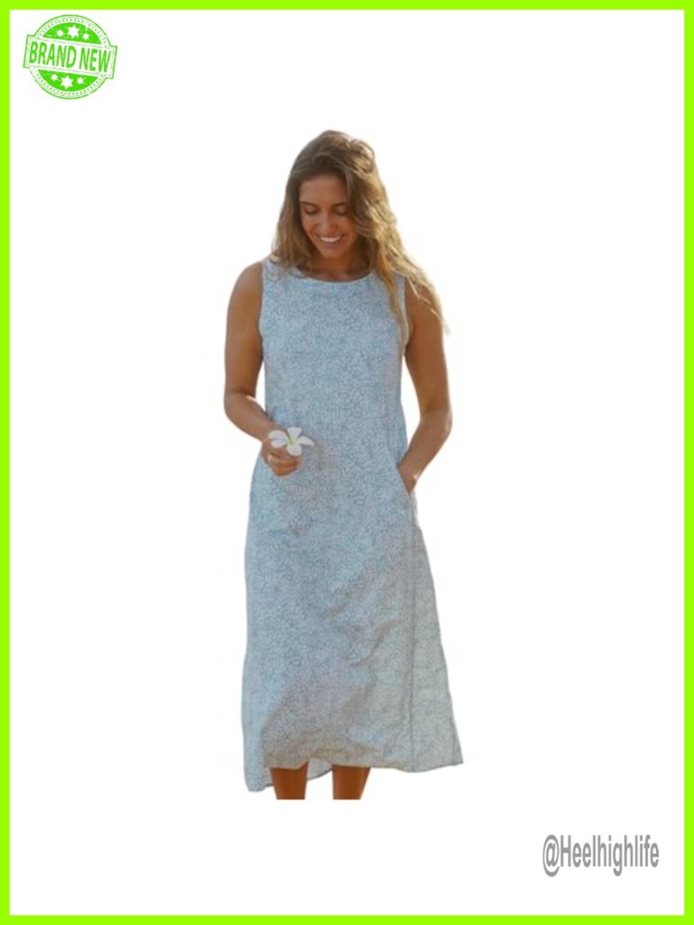 RipSkirt Hawaii Women's Sun Dress Long Pull On Sleeveless Casual Summer